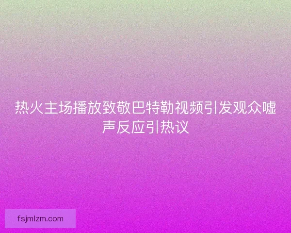 热火主场播放致敬巴特勒视频引发观众嘘声反应引热议