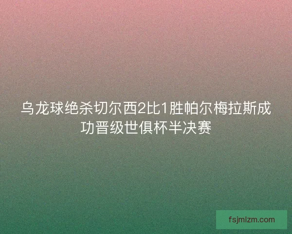 乌龙球绝杀切尔西2比1胜帕尔梅拉斯成功晋级世俱杯半决赛