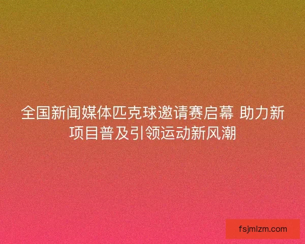 全国新闻媒体匹克球邀请赛启幕 助力新项目普及引领运动新风潮