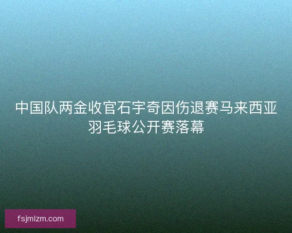 中国队两金收官石宇奇因伤退赛马来西亚羽毛球公开赛落幕
