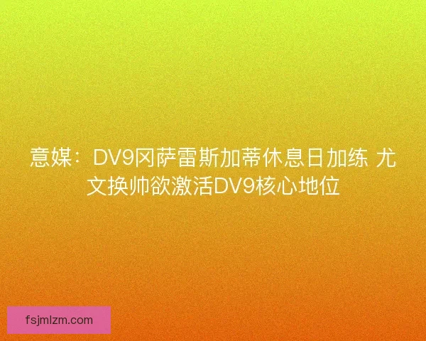意媒：DV9冈萨雷斯加蒂休息日加练 尤文换帅欲激活DV9核心地位
